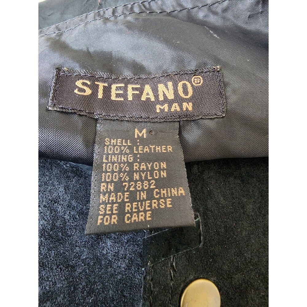 Vintage 1980's Stefano Man Studded Leather Vest Size M Lined Black - Picture 6 of 7